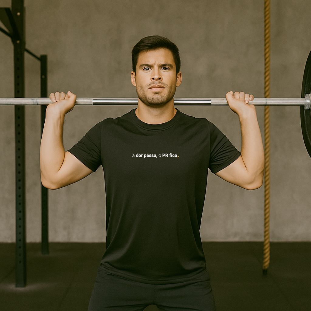 camiseta masculina dry fit a dor passa, o PR fica
