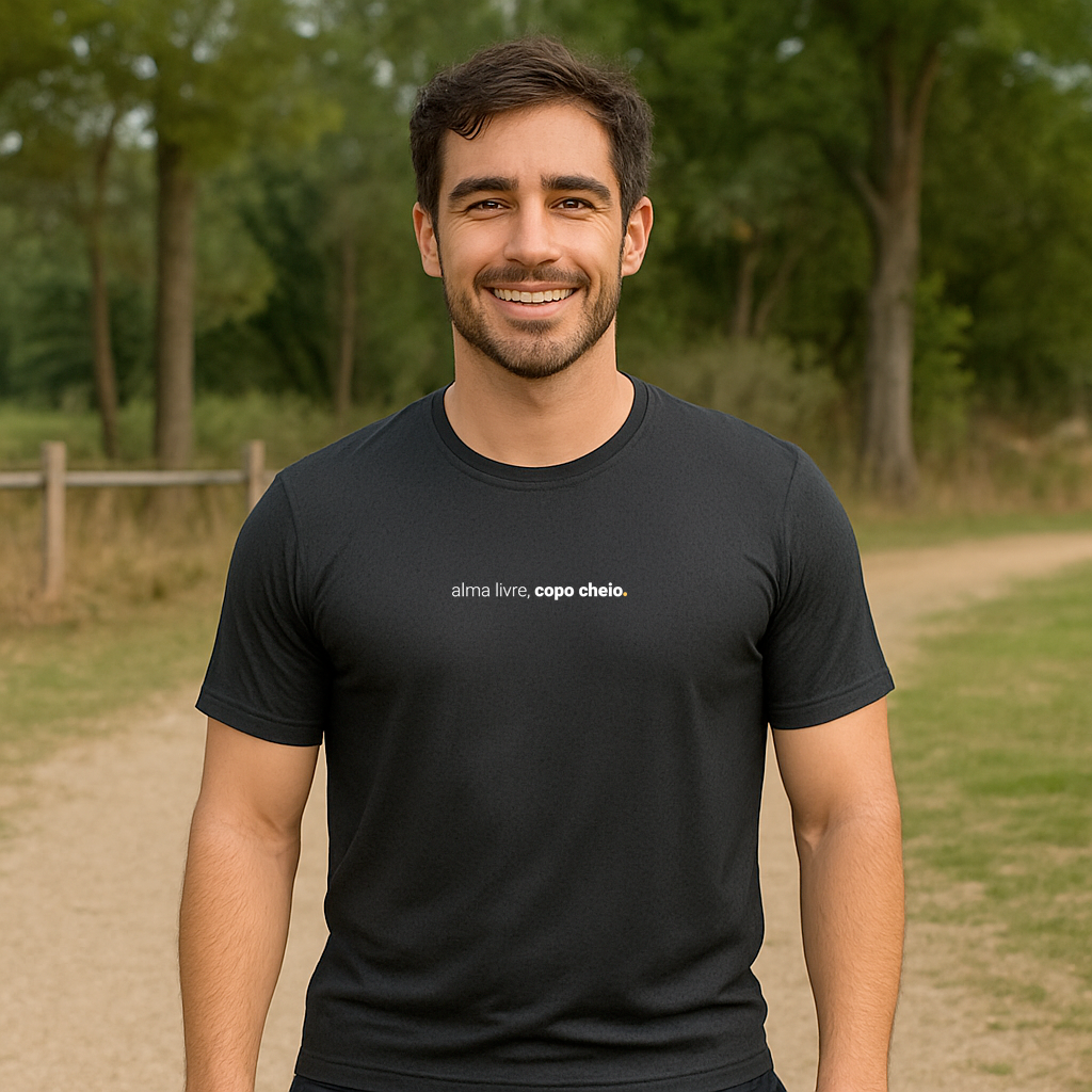 camiseta masculina dry fit alma livre, copo cheio