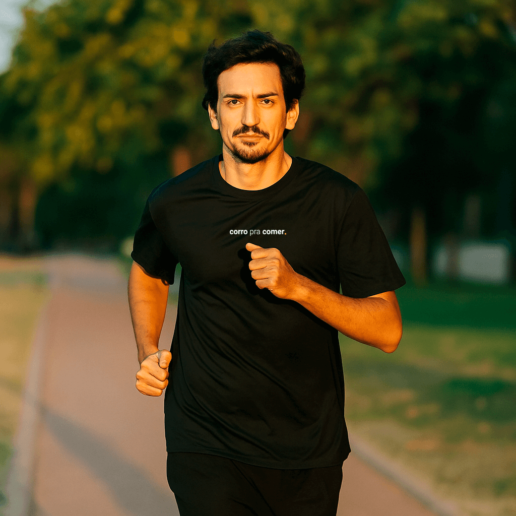 camiseta masculina dry fit corro pra comer