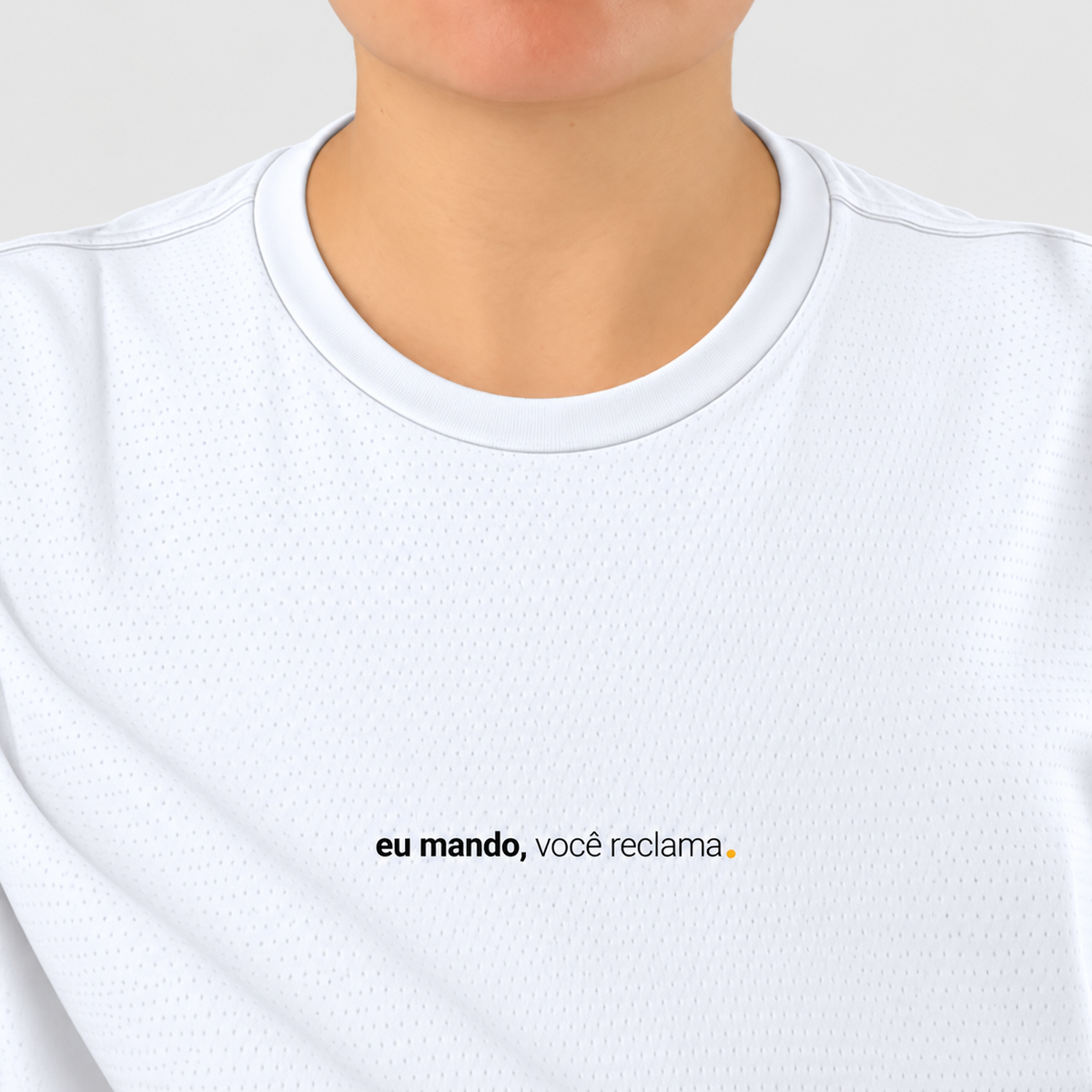 camiseta feminina dry fit eu mando, você reclama