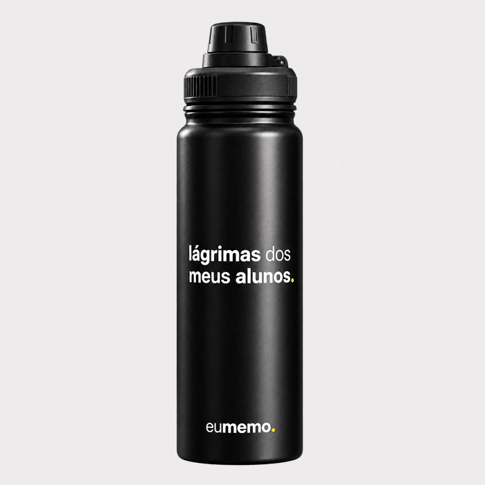 garrafa térmica com alça 800ml lágrimas dos meus alunos