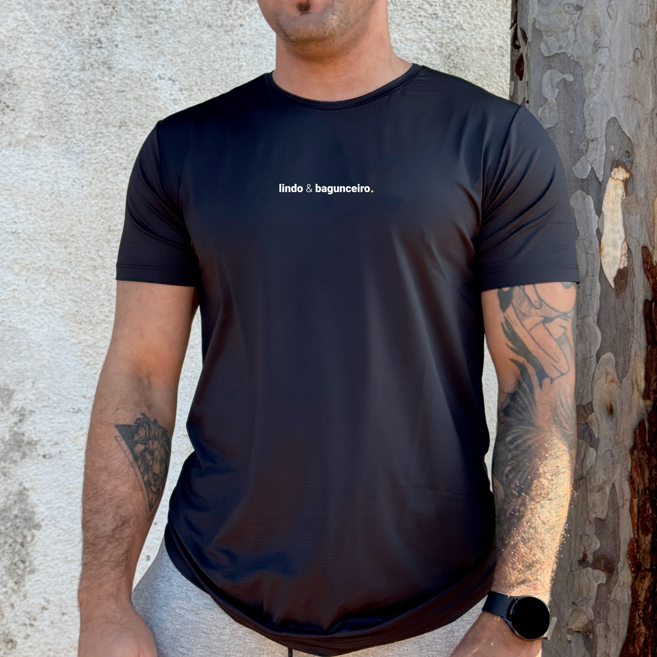 camiseta masculina dry fit lindo e bagunceiro