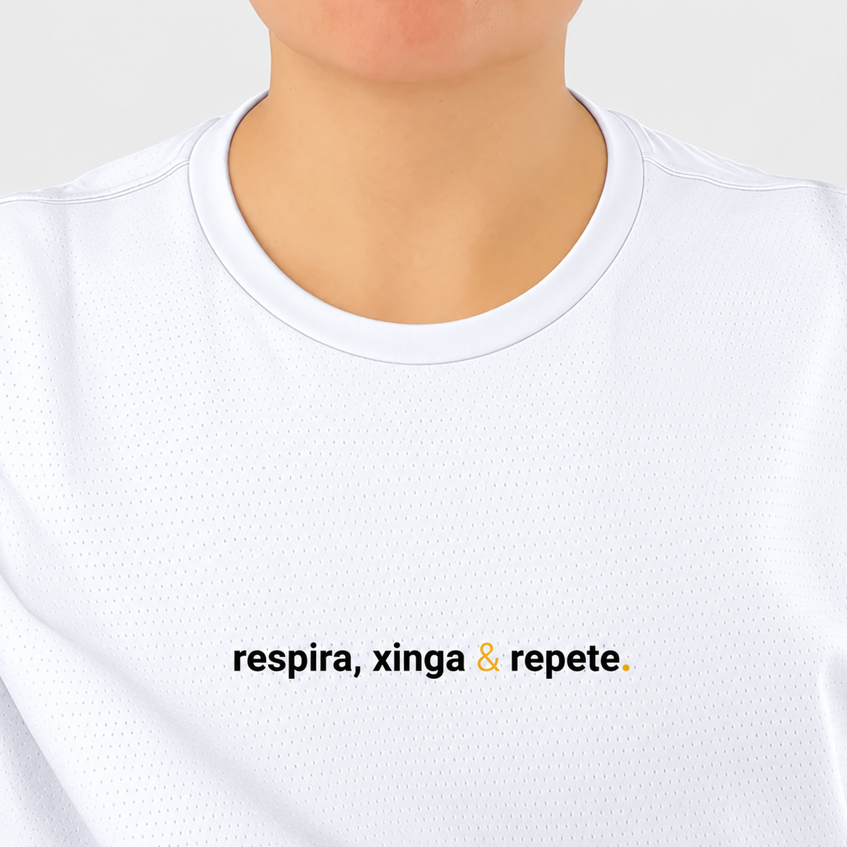 camiseta feminina dry fit respira, xinga e repete