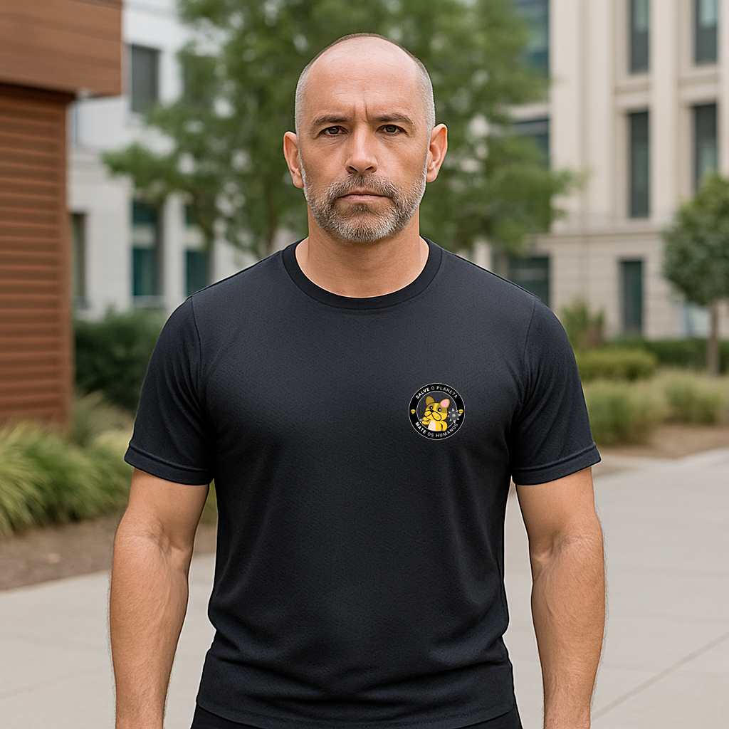 camiseta masculina dry fit salve o planeta mate os humanos