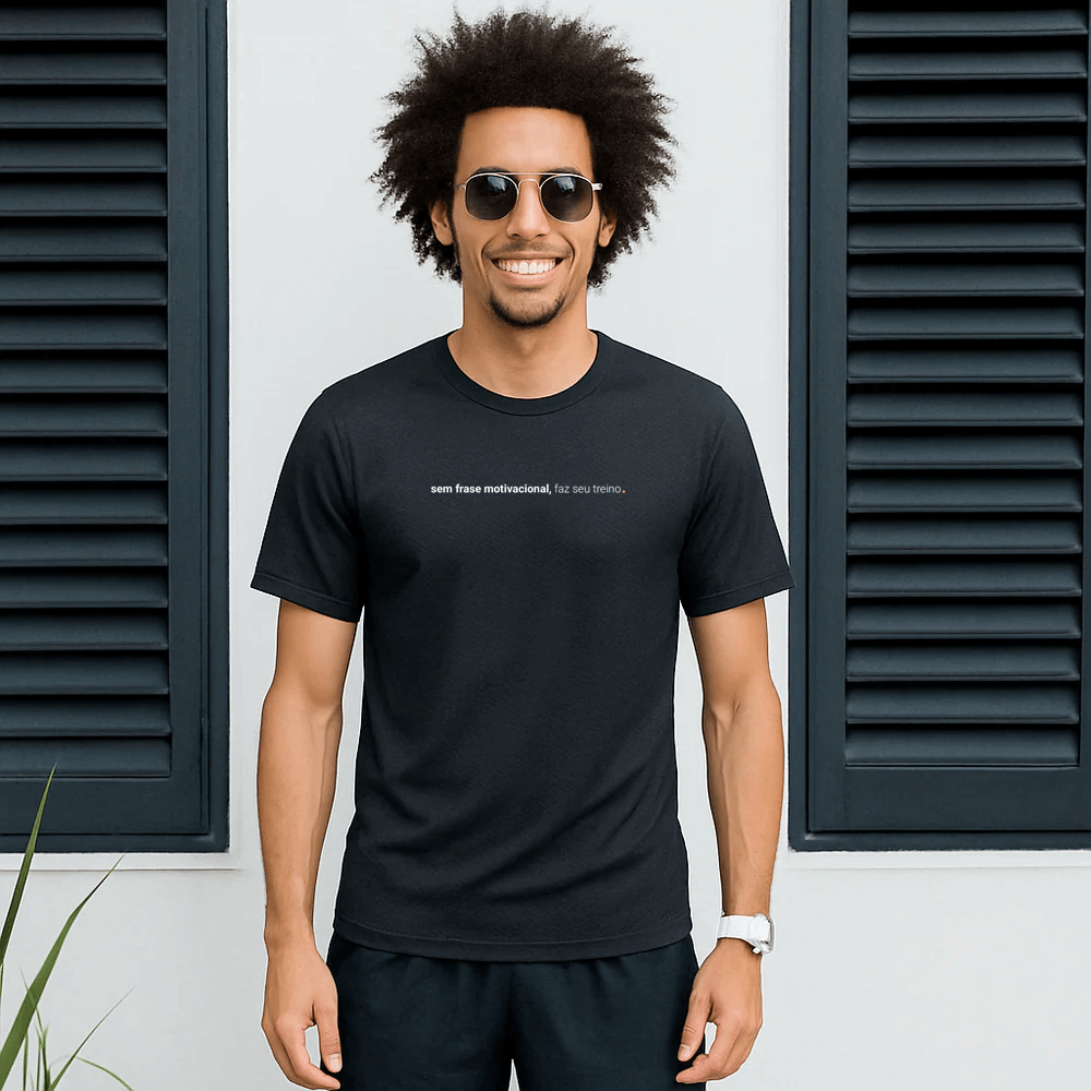 camiseta masculina dry fit sem frase motivacional, faz seu treino