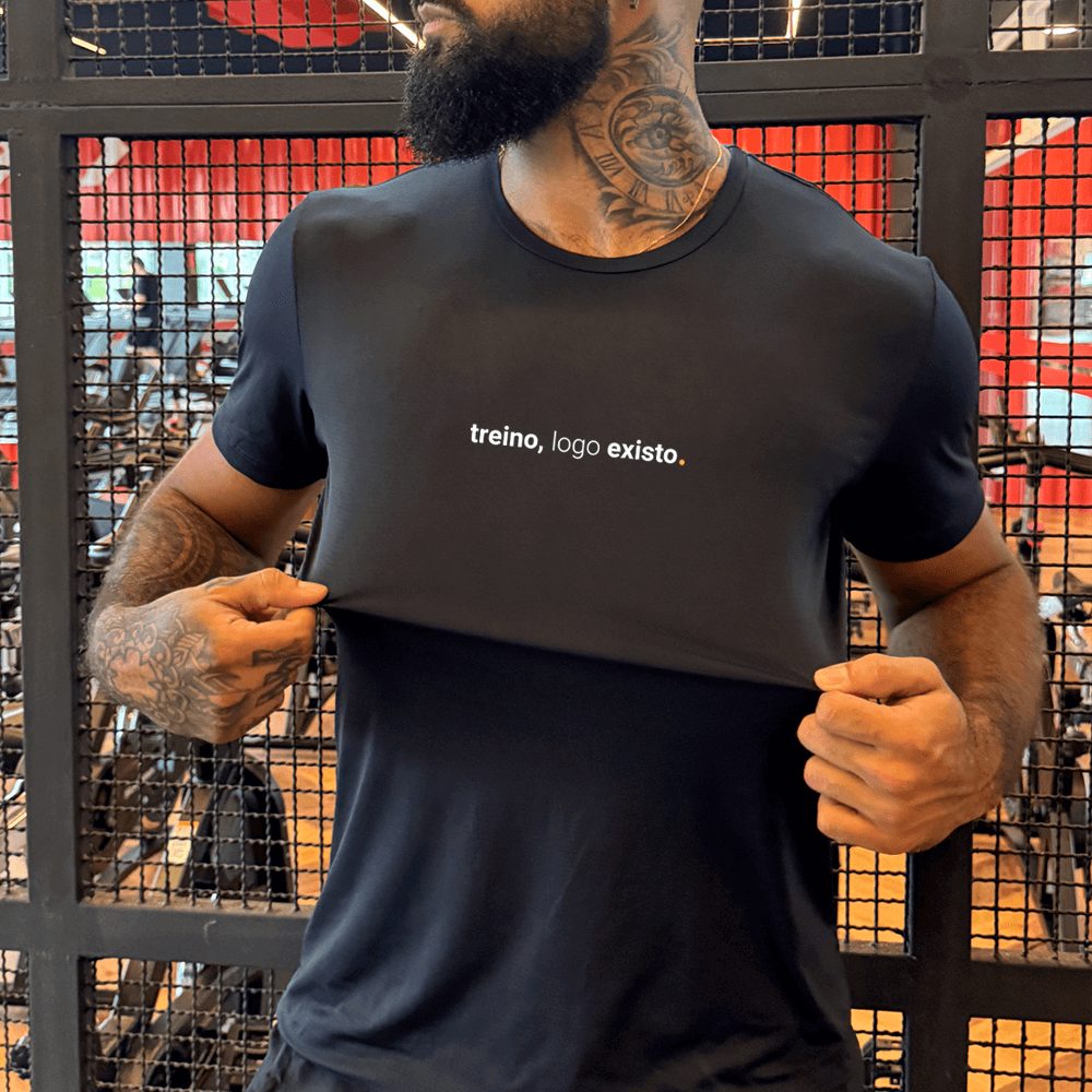 camiseta masculina dry fit treino, logo existo