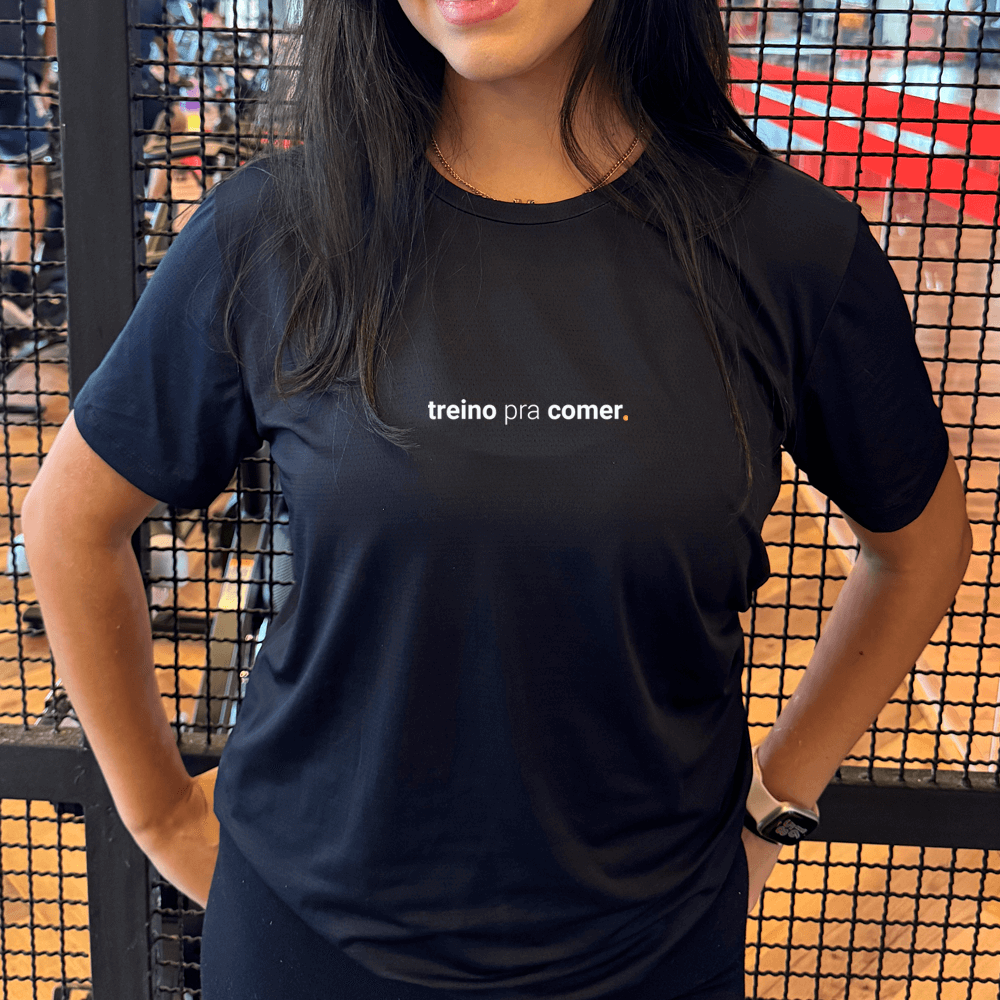 camiseta feminina dry fit treino pra comer