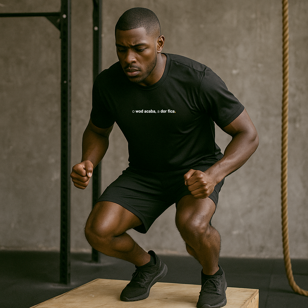 camiseta masculina dry fit o wod acaba, a dor fica