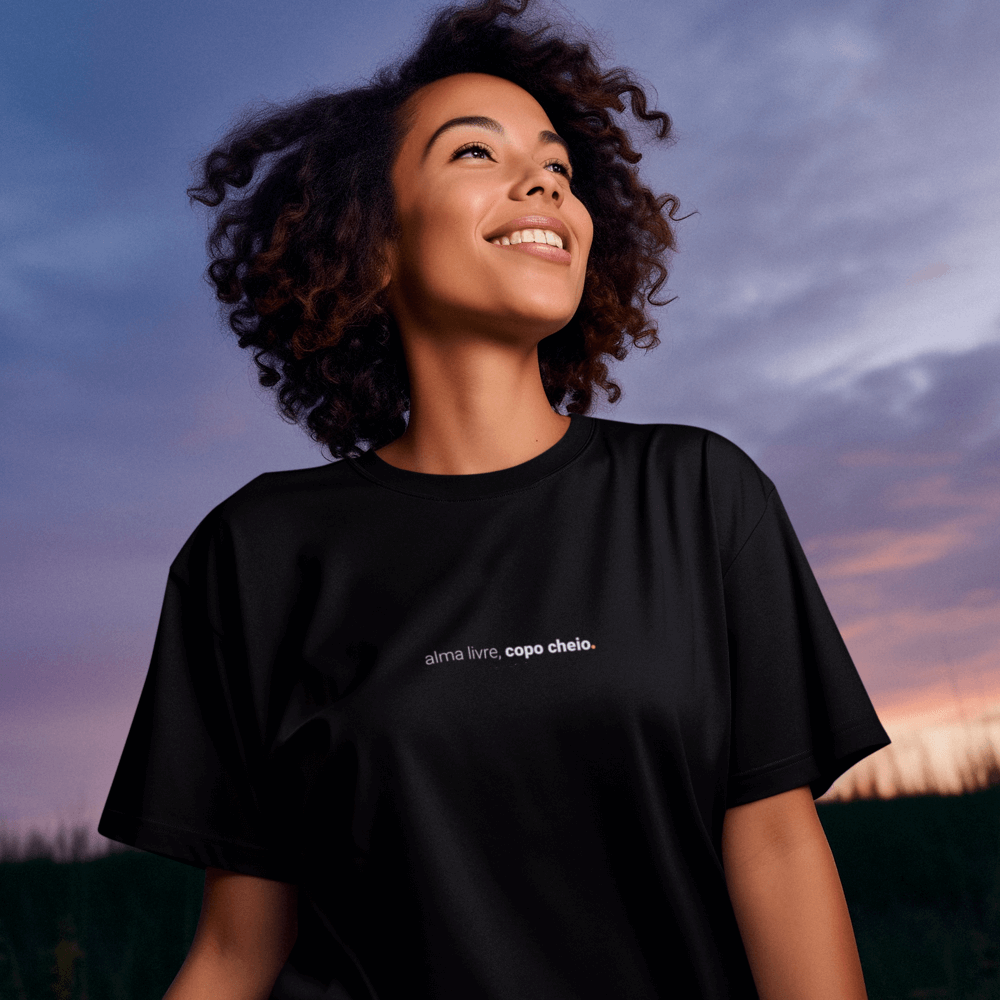 camiseta feminina alma livre, copo cheio