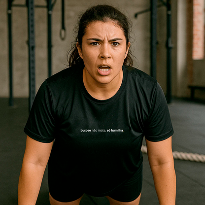 camiseta feminina dry fit burpee não mata, só humilha