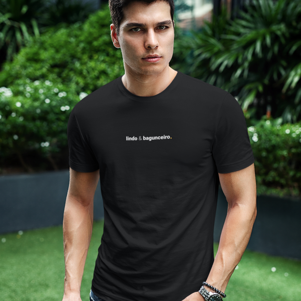 camiseta masculina lindo e bagunceiro