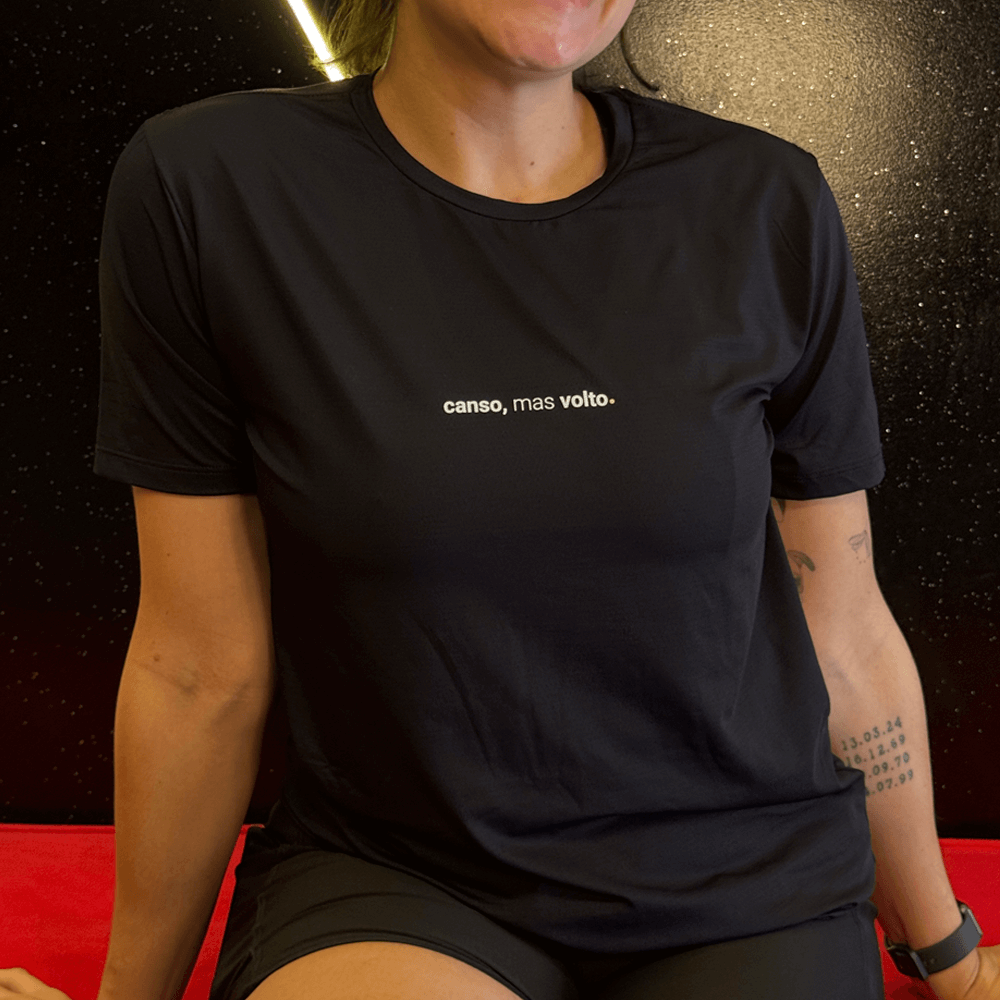 camiseta feminina dry fit canso mas volto