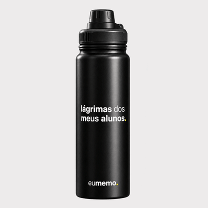 garrafa térmica com alça 800ml lágrimas dos meus alunos