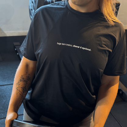 camiseta feminina dry fit hoje tem treino, chorar é opcional
