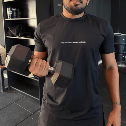 camiseta masculina dry fit hoje tem treino, chorar é opcional