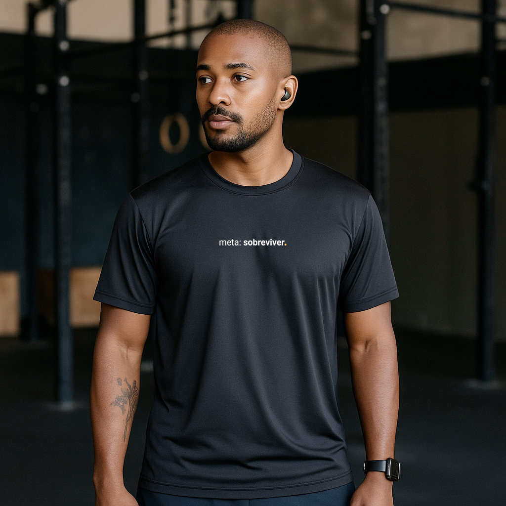 camiseta masculina dry fit meta:sobreviver