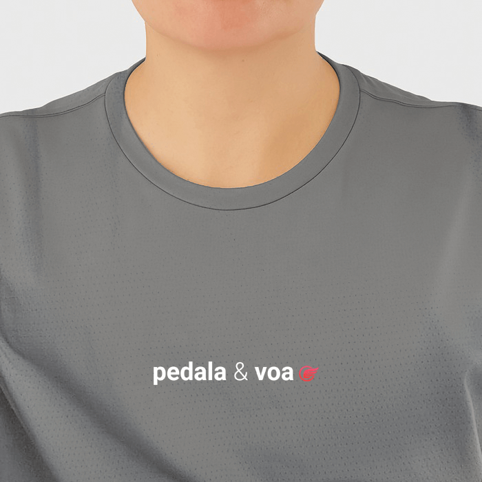 camiseta feminina dry fit pedala e voa collab bike and fly