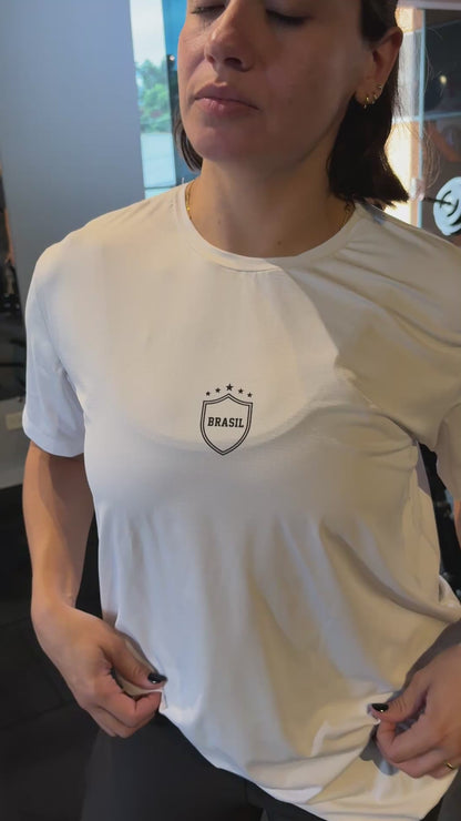 camiseta feminina dry fit brasil - edição limitada