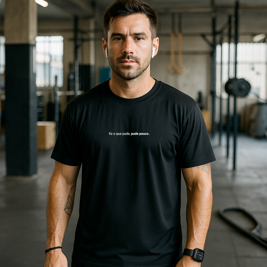 camiseta masculina dry fit fiz o que pude, pude pouco