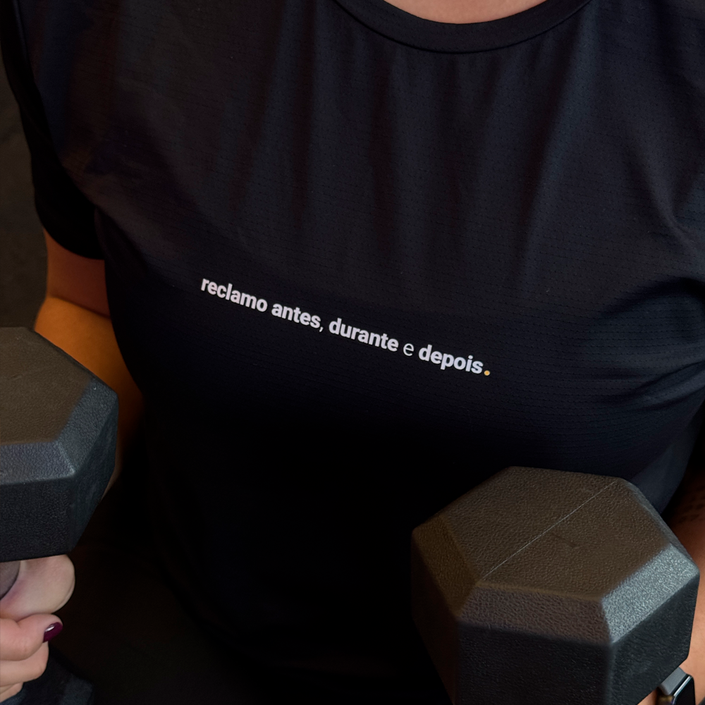 camiseta feminina dry fit reclamo antes, durante e depois