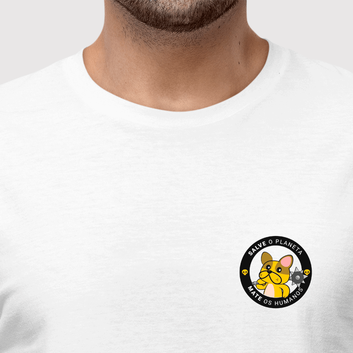 camiseta masculina salve o planeta mate os humanos