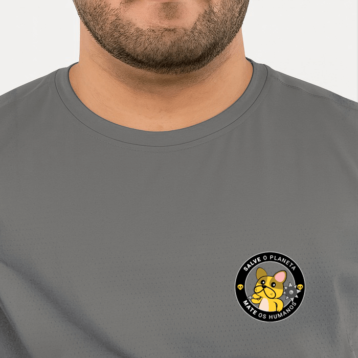 camiseta masculina dry fit salve o planeta mate os humanos