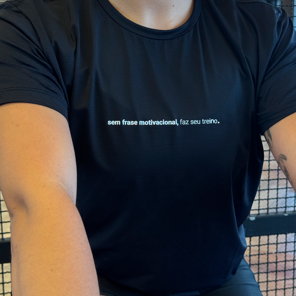 camiseta feminina dry fit sem frase motivacional, faz seu treino